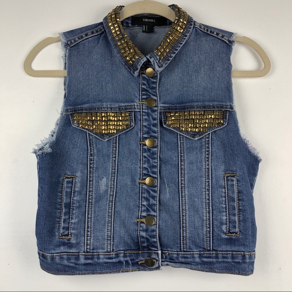 sleeveless denim jacket forever 21